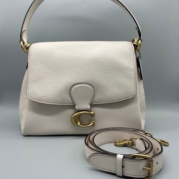 Coach May Shoulder Bag Chalk Pebbled Leather Brass Hardware Style 3954 - Picture 1 of 14